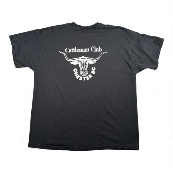Vintage Cattleman Club Shirt Adult EXTRA LARGE Black Pocket Texas Longhorn 90s - Picture 1 of 9